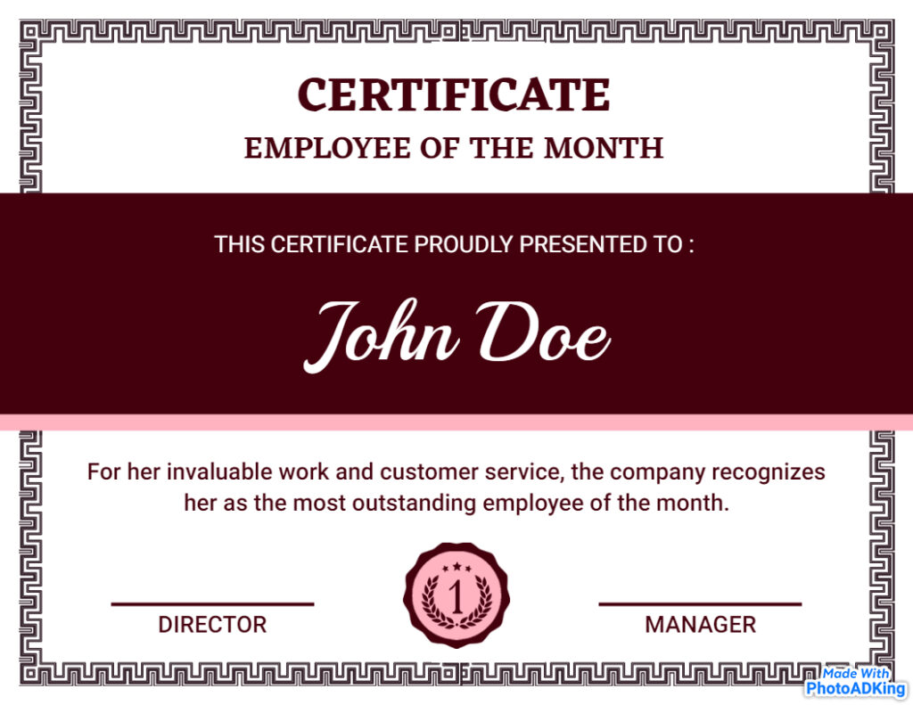 Simple certificate employee of the month 
