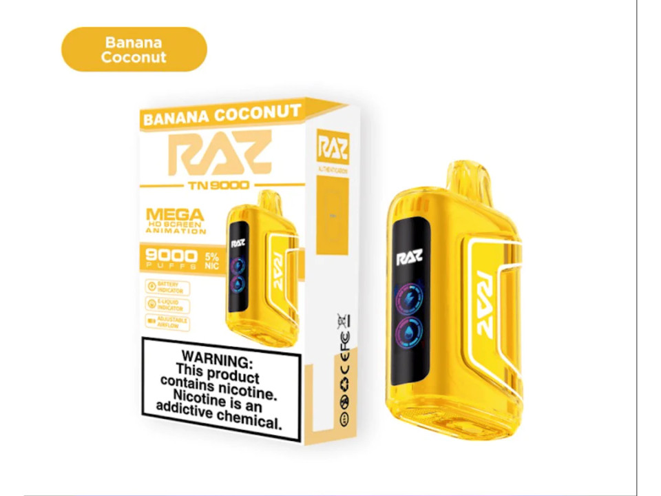 RAZ TN9000 12ML 9000 Puffs Disposable vape (Banana Coconut – Flavor)